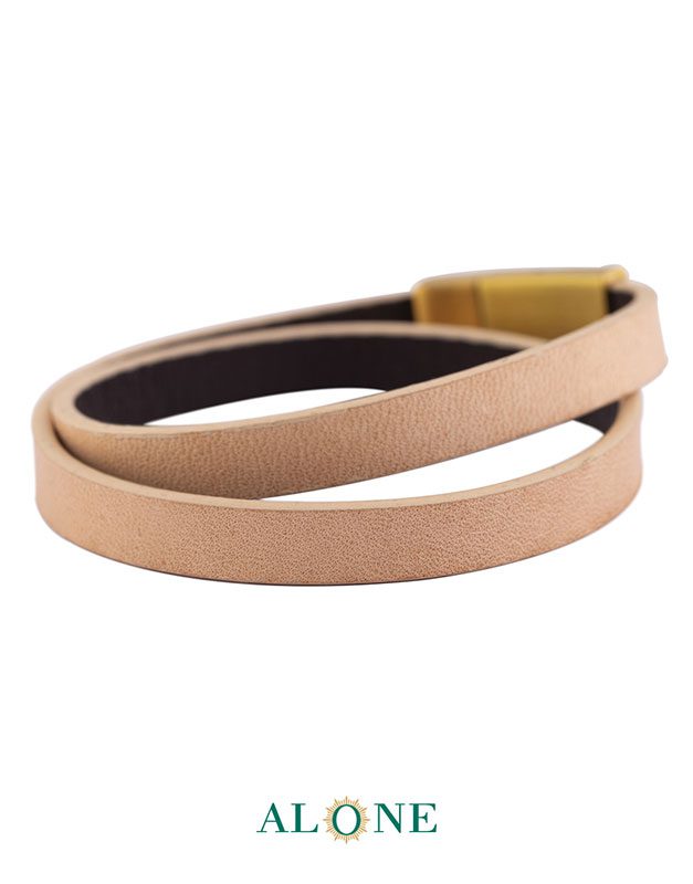 بند مچ چرم دو دور كرم-قهوه اي 25-2068