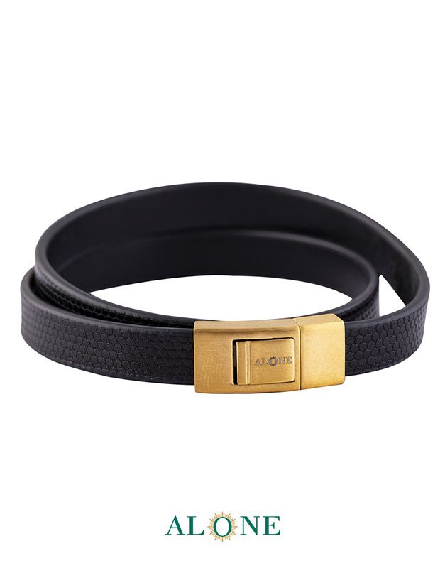 بند مچ چرم دو دور مشكي 7-2070 - Image 2