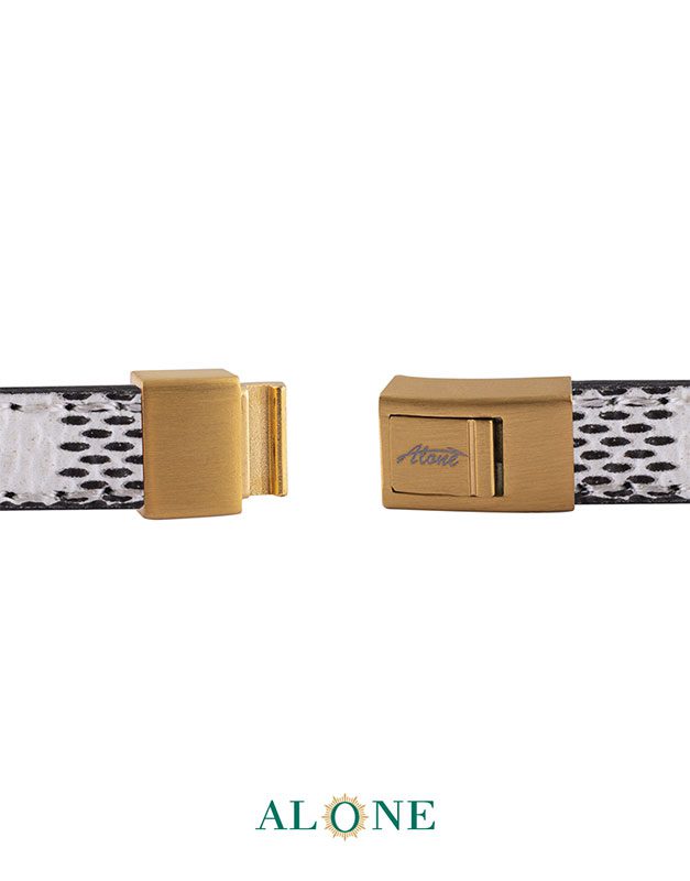 بند مچ چرم دو دور مشكي-سفيد 4-1-1066 - Image 3