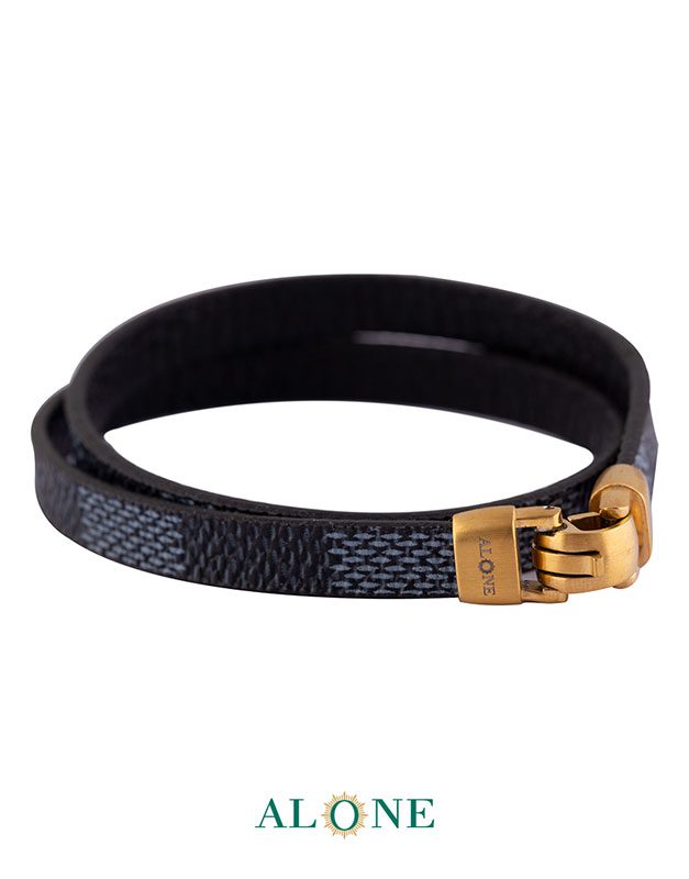 بند مچ چرم دو دور مشكي-سفيد 5-1-1066 - Image 2