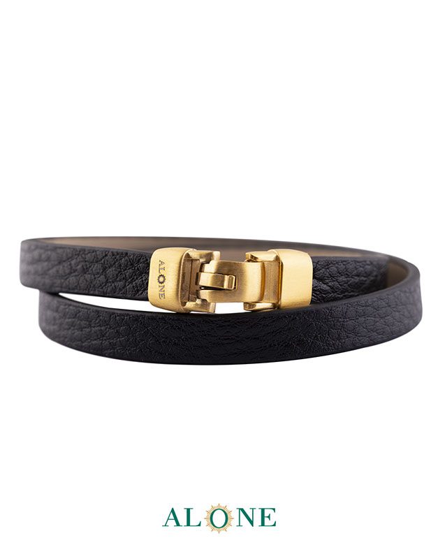 بند مچ چرم دو دور مشكي-كرم 15-2066 - Image 2