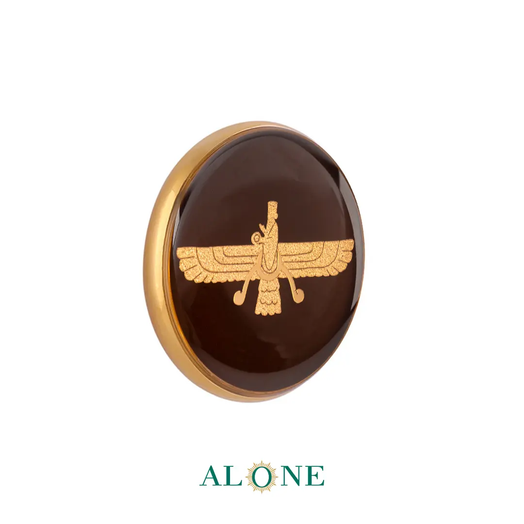 پلاک دستبند چرم زنانه گرد سایز 20 قهوه ای فروهر - Image 2