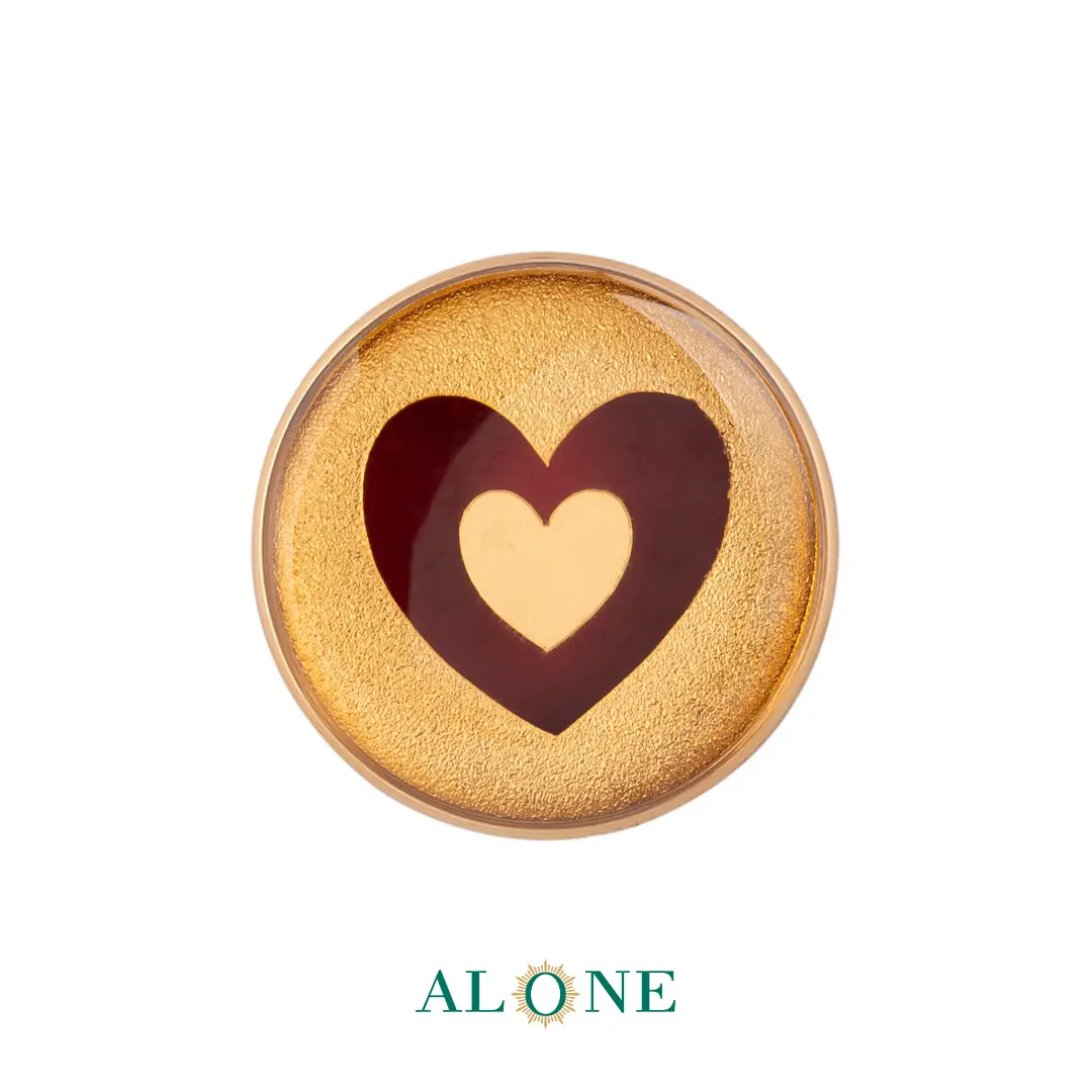 پلاک دستبند چرم زنانه گرد سایز 20 آمور (زرشکی قلب طلایی)