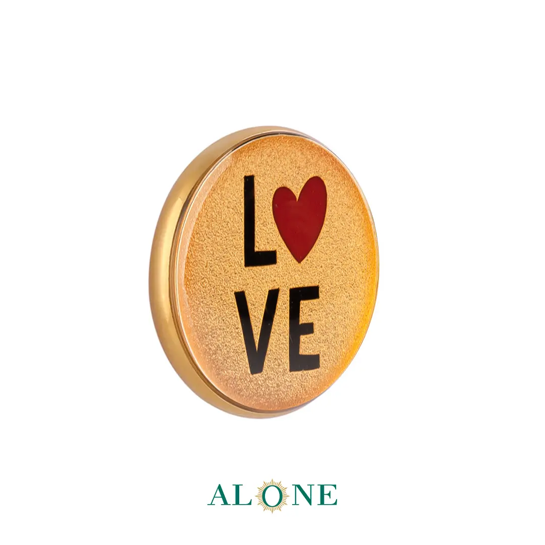 پلاک دستبند چرم زنانه گرد سایز 20 انیکس LOVE طلایی - Image 2