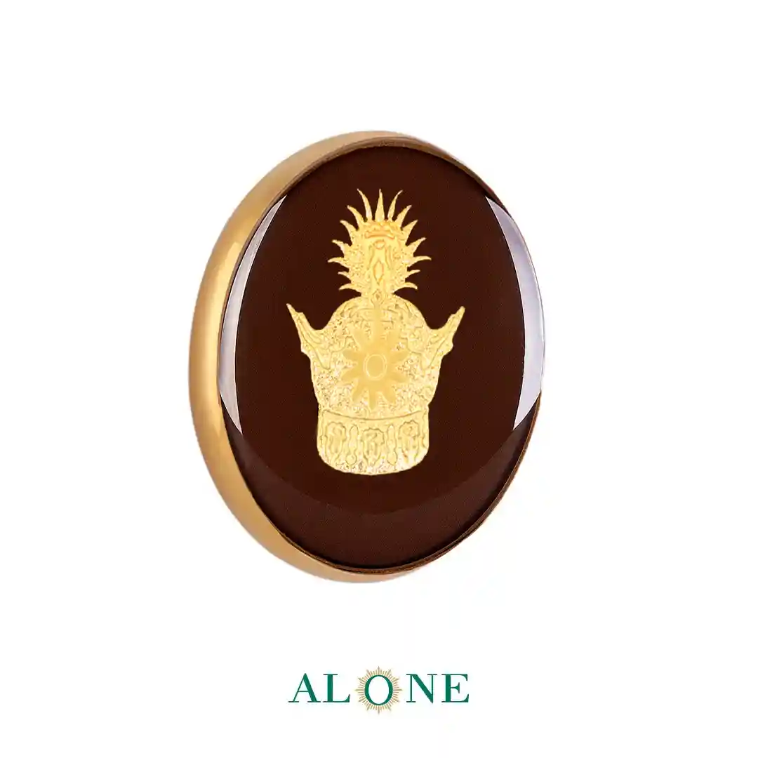 پلاک دستبند چرم مردانه گرد سایز 25 قهوه ای تاج - Image 2