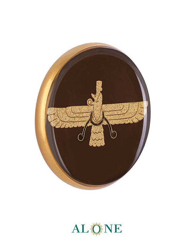 پلاک دستبند چرم مردانه گرد سایز 25 قهوه ای فروهر - Image 2