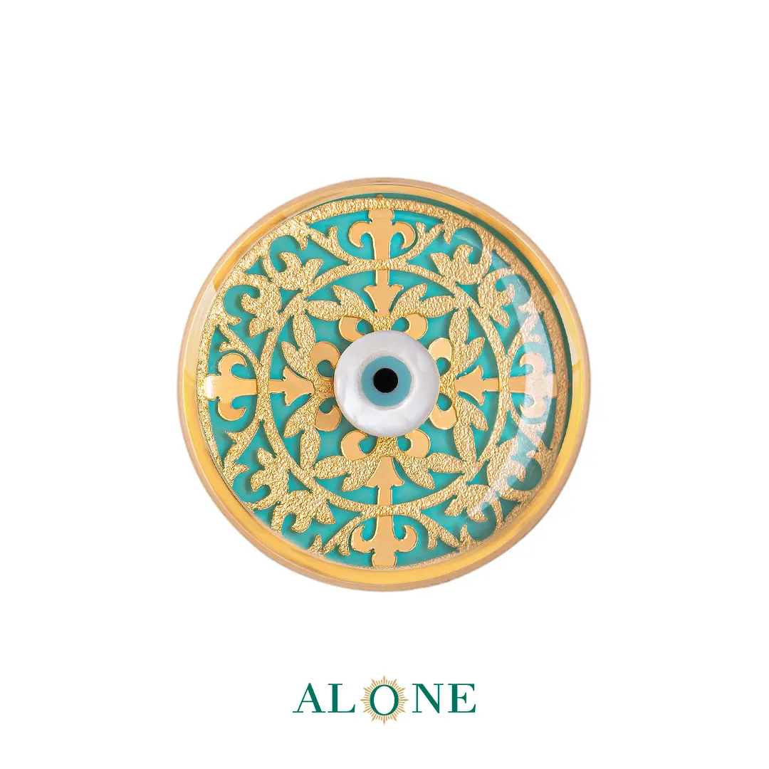 پلاک دستبند چرم زنانه گرد سایز 20 فیروزه گلاره