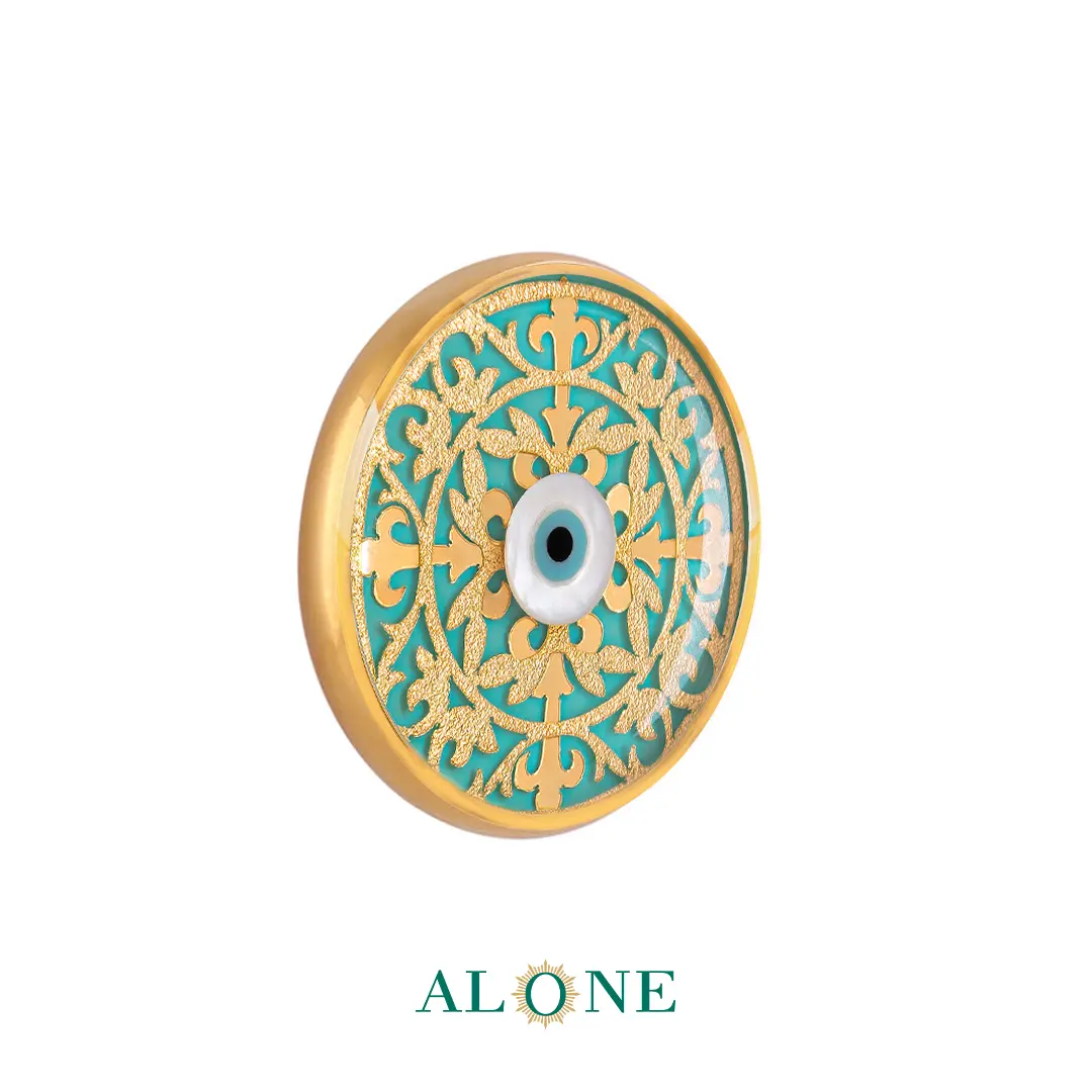 پلاک دستبند چرم زنانه گرد سایز 20 فیروزه گلاره - Image 2