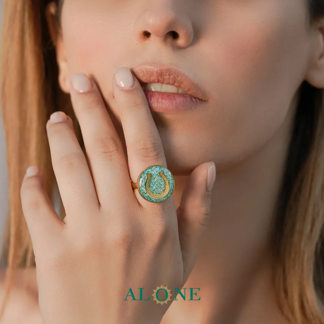 انگشتر گرد فیروزه نعل - Image 2