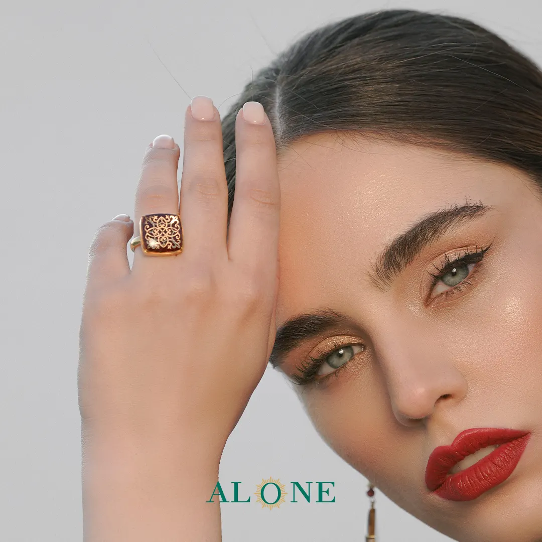 انگشتر مربع گارنت ترنج - Image 2