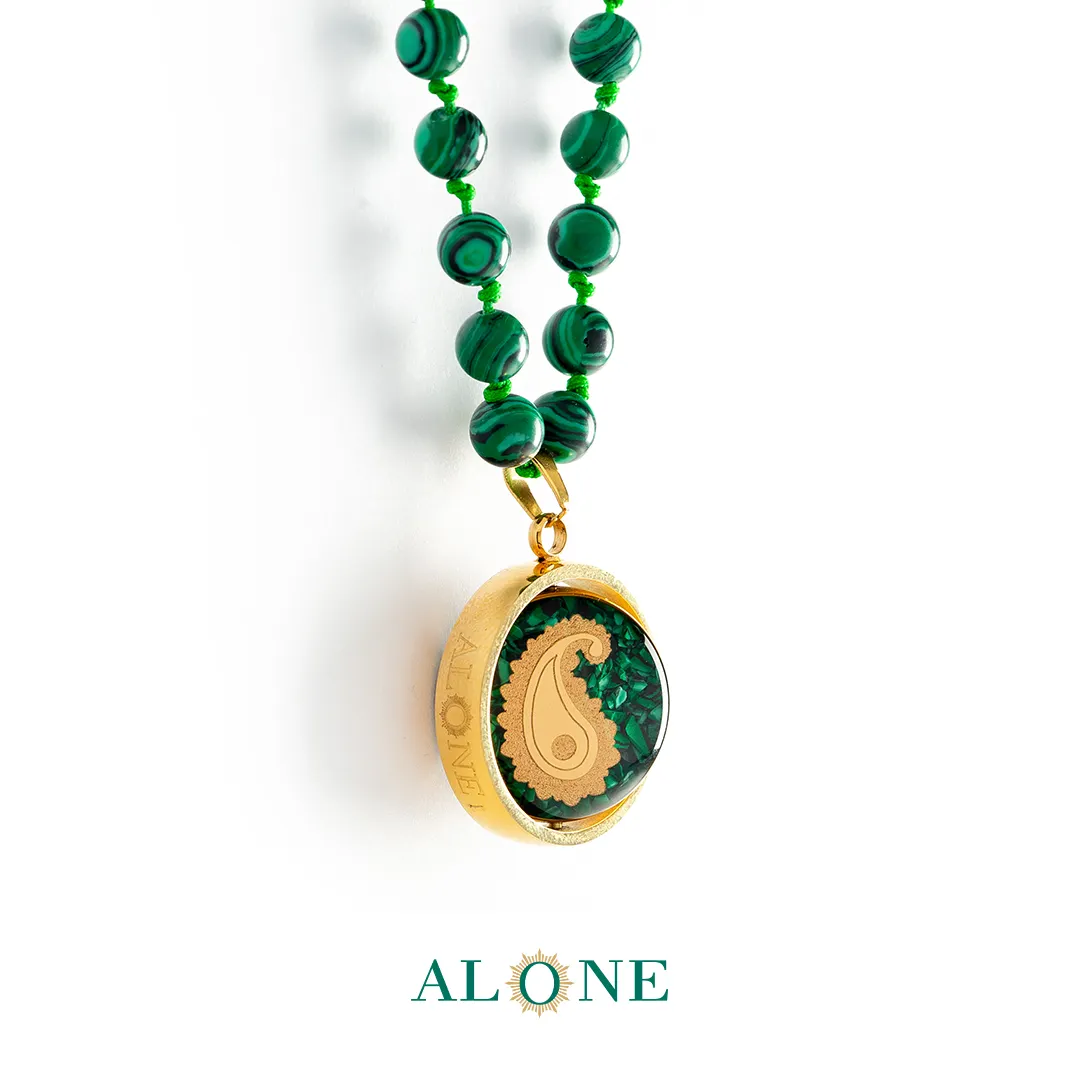 گردنبند دو رو مالاکیت اردیبهشت/بته جقه - Image 3