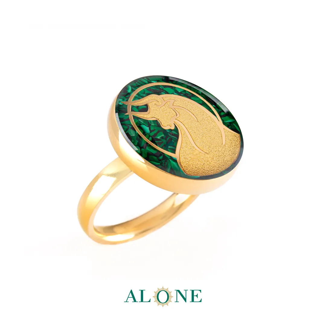 انگشتر گرد مالاکیت اردیبهشت (جدید)