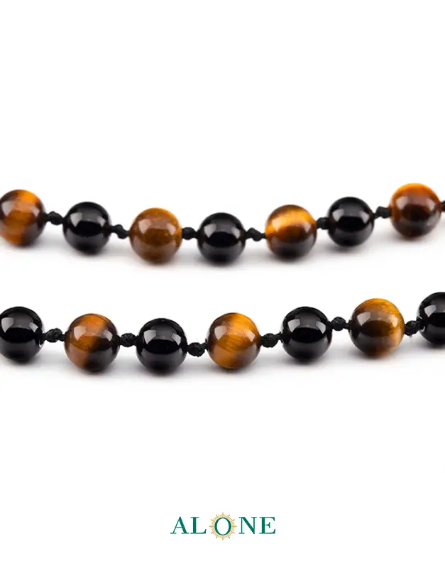 سنگ گره ای بلند 60 میکس چشم ببر قهوه ای ساده قطر 6 / انیکس ساده قطر 6 - Image 2