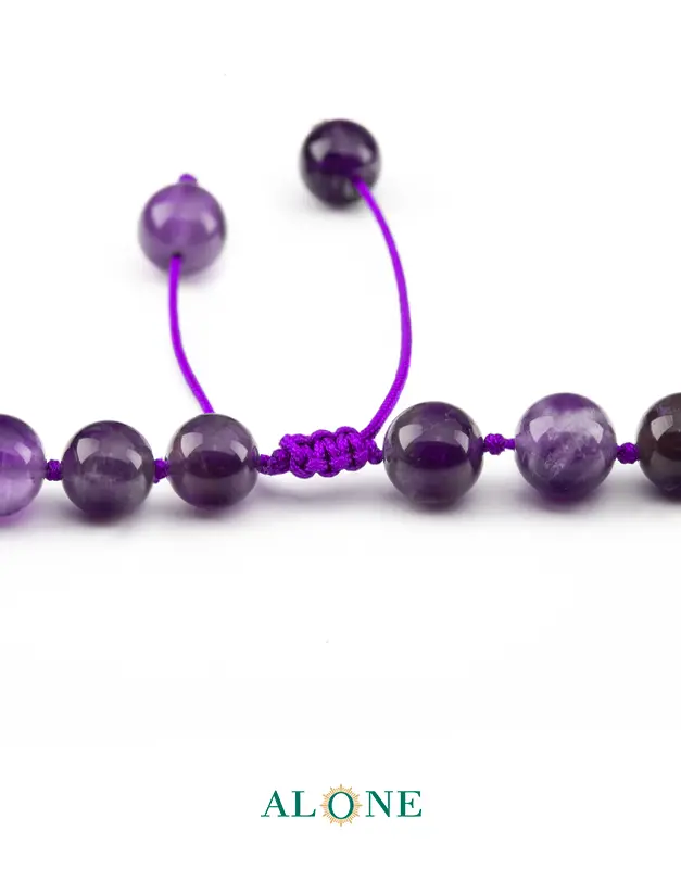 سنگ گره ای بلند 60 آماتیست ساده قطر 8 با گوی طلایی - Image 3