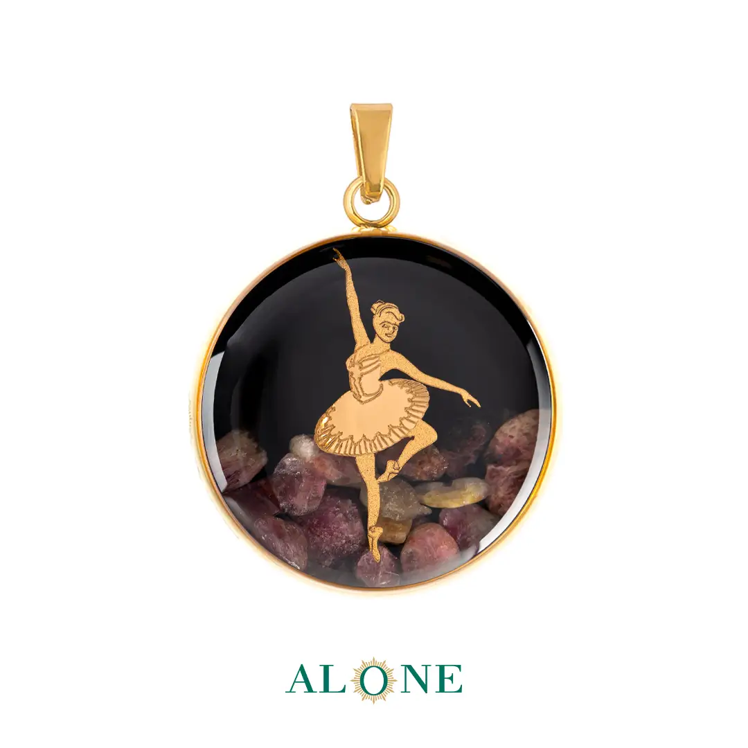 آویز بزرگ گرد تورمالین رقص باله