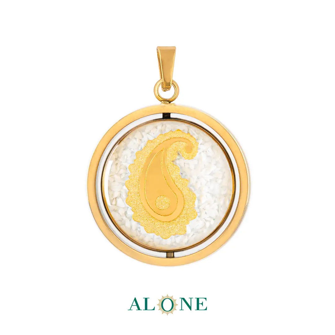 آویز دو رو گرد ساده صدف تیر /بته جقه - Image 2