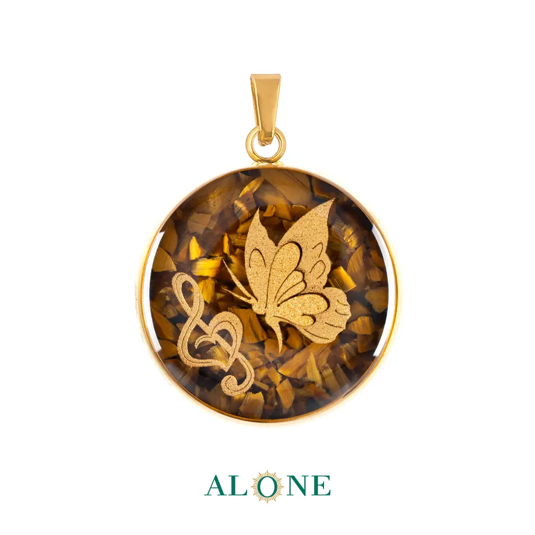 آویز بزرگ گرد چشم ببر قهوه ای پروانه و سل