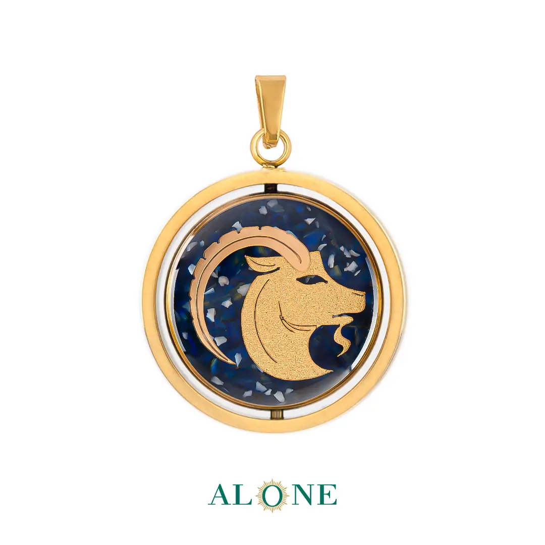 آویز دو رو گرد ساده لاجورد دی/بته جقه