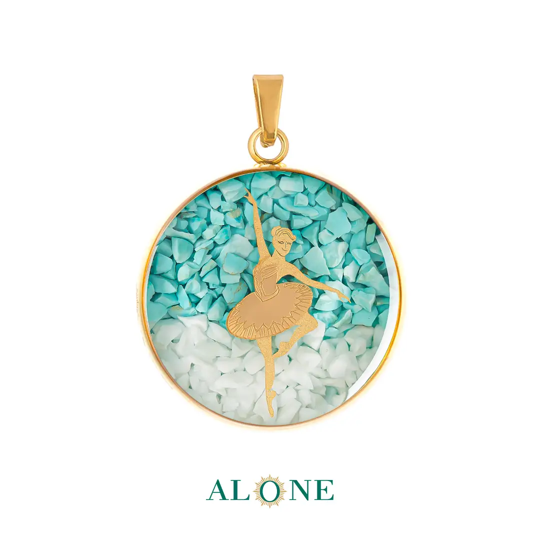 آویز بزرگ گرد فیروزه رقص باله