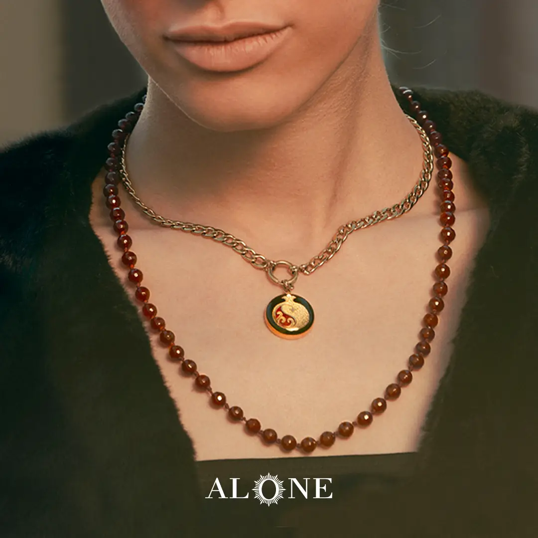 آویز عقیق صورتی ناربن - Image 2