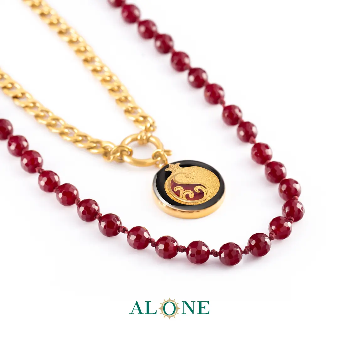 آویز عقیق صورتی ناربن - Image 3