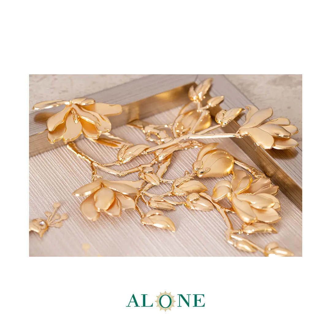 تابلو دو طاووس ایستاده نگین دار عمودی قهوه ای 64*92 - Image 4