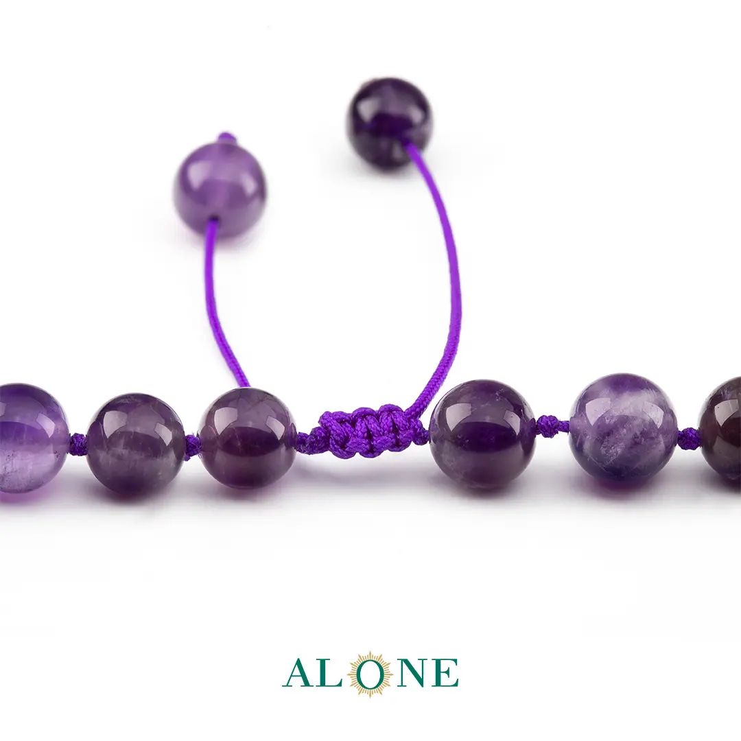 گردنبند آماتیست با آویز دو رو چشم ببر بنفش نگار/شمسه - Image 6