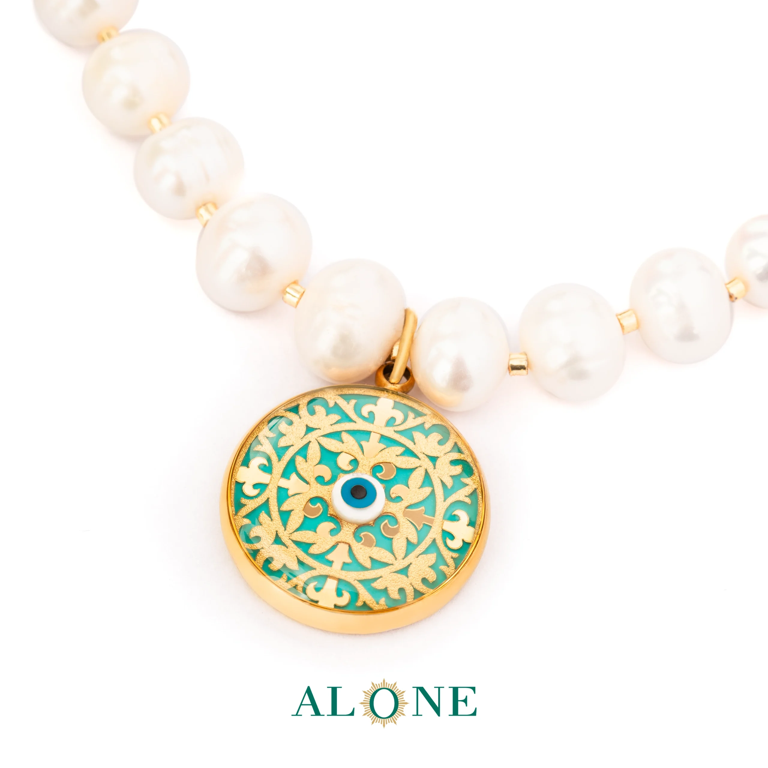 دستبند مروارید با آویز فیروزه گلاره - Image 2