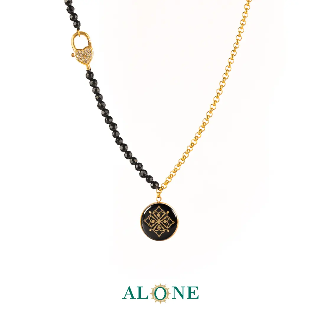 گردنبند انیکس و زنجیر رولو قفل قلبی با آویز انیکس ترنم