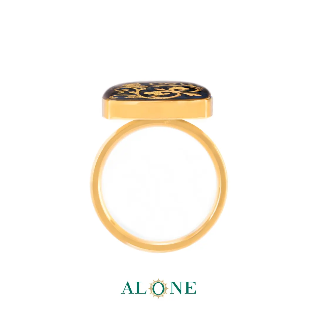 انگشتر مربع رینگی چشم ببر سرمه ای هنگامه - Image 3