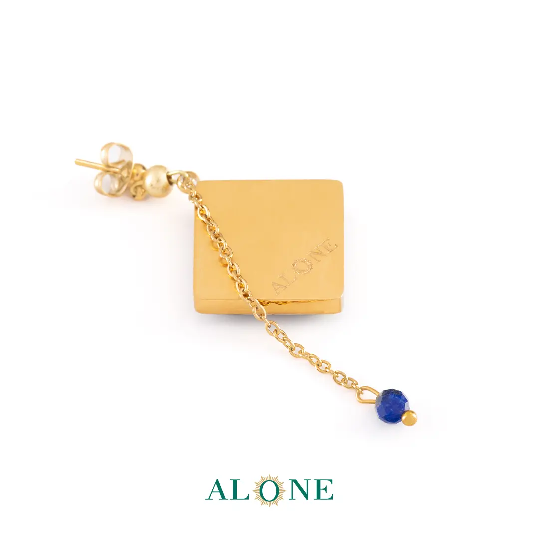 گوشواره مربع چشم ببر سرمه ای هنگامه - Image 4