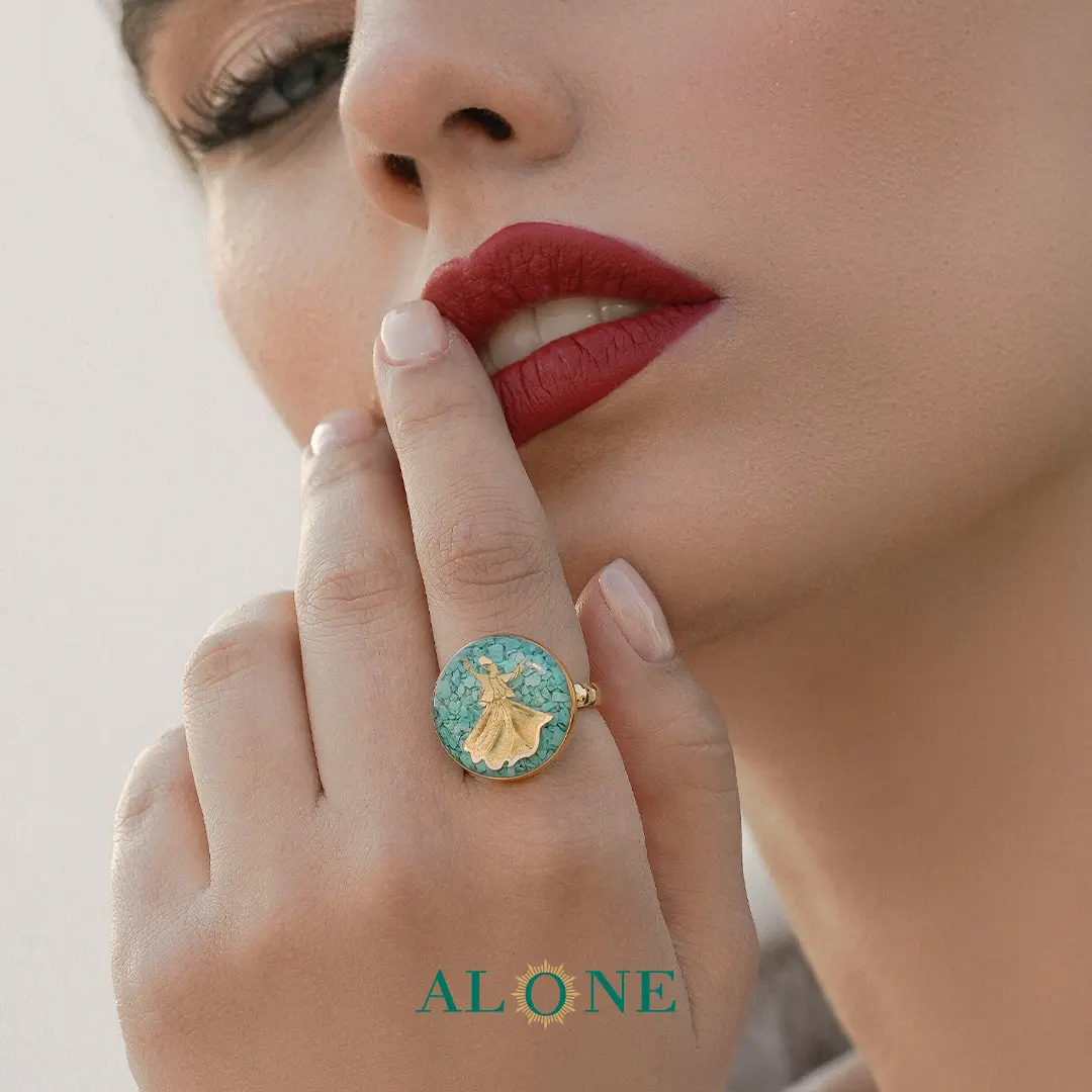 انگشتر گرد فیروزه رقص سماع (جدید) - Image 2