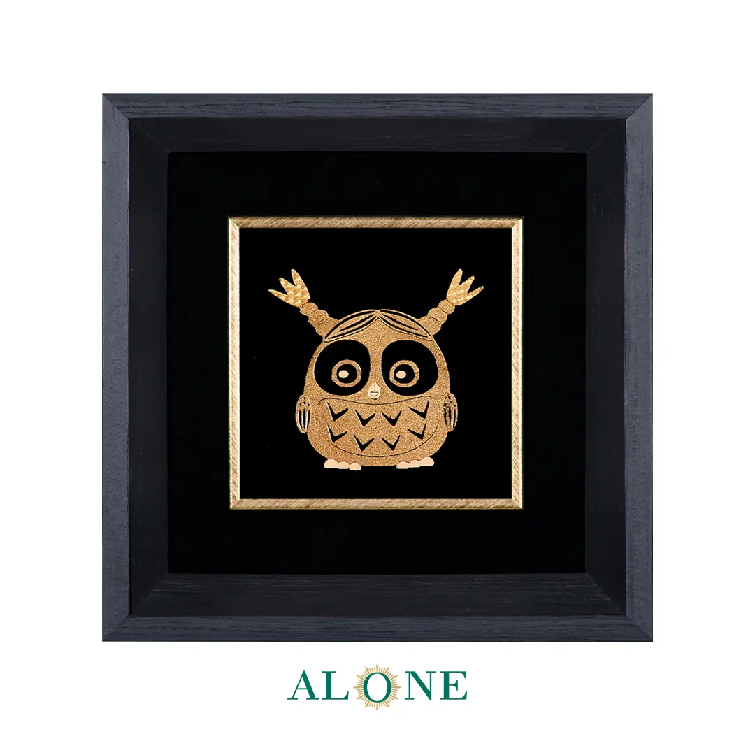 تابلو جغد فانتزی دختر مشکی 21*21