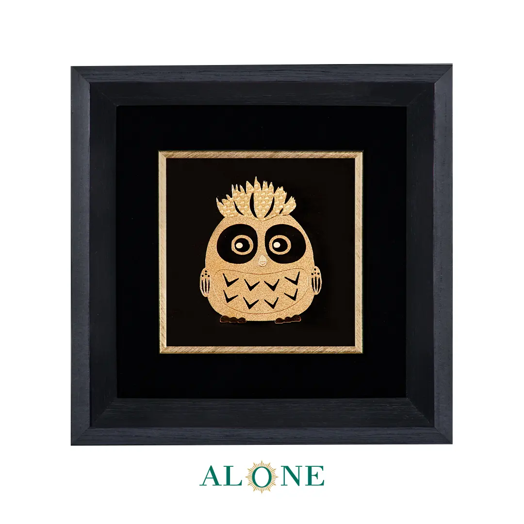 تابلو جغد فانتزی پسر مشکی 21*21