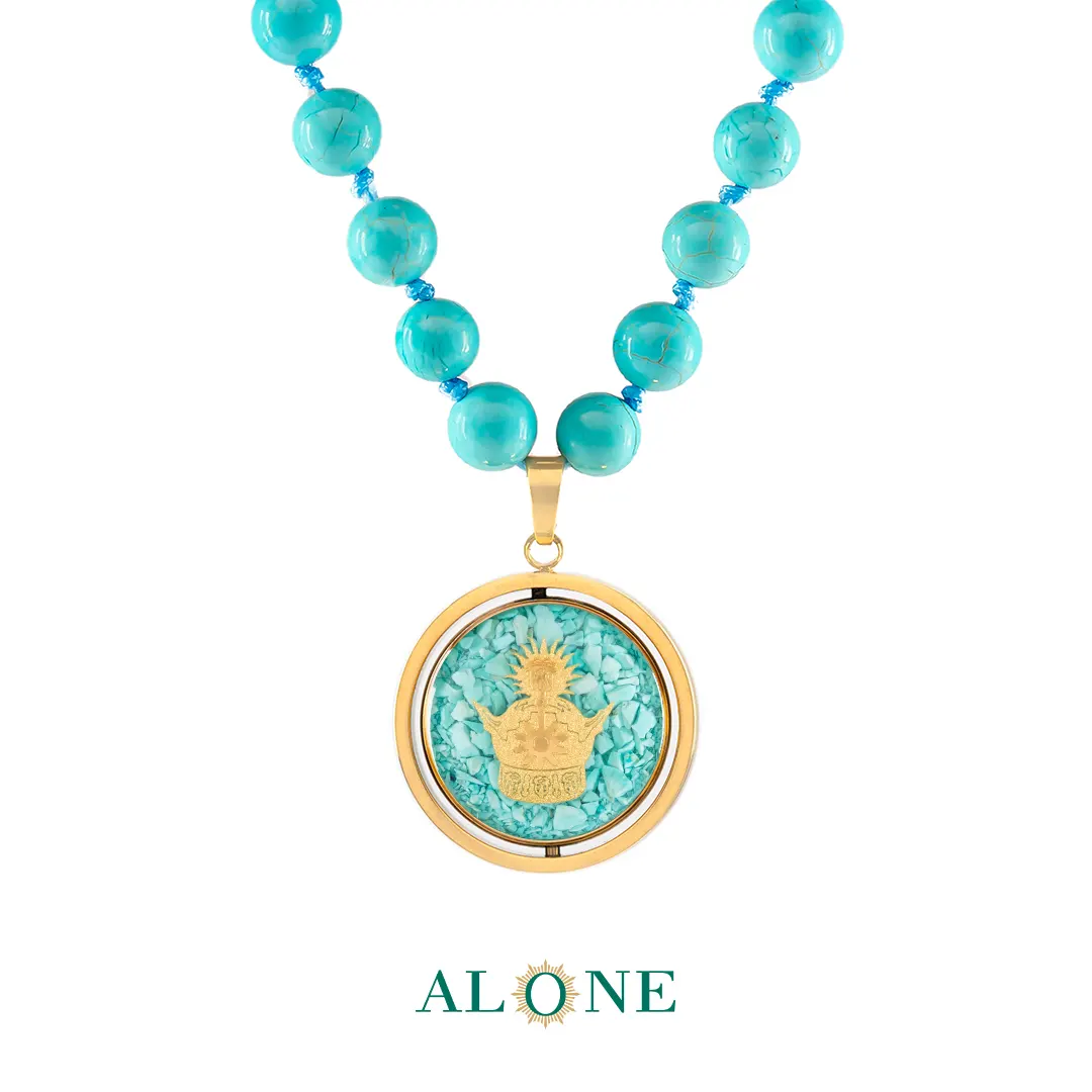 گردنبند دو رو فیروزه مرغ آمین/تاج - Image 2