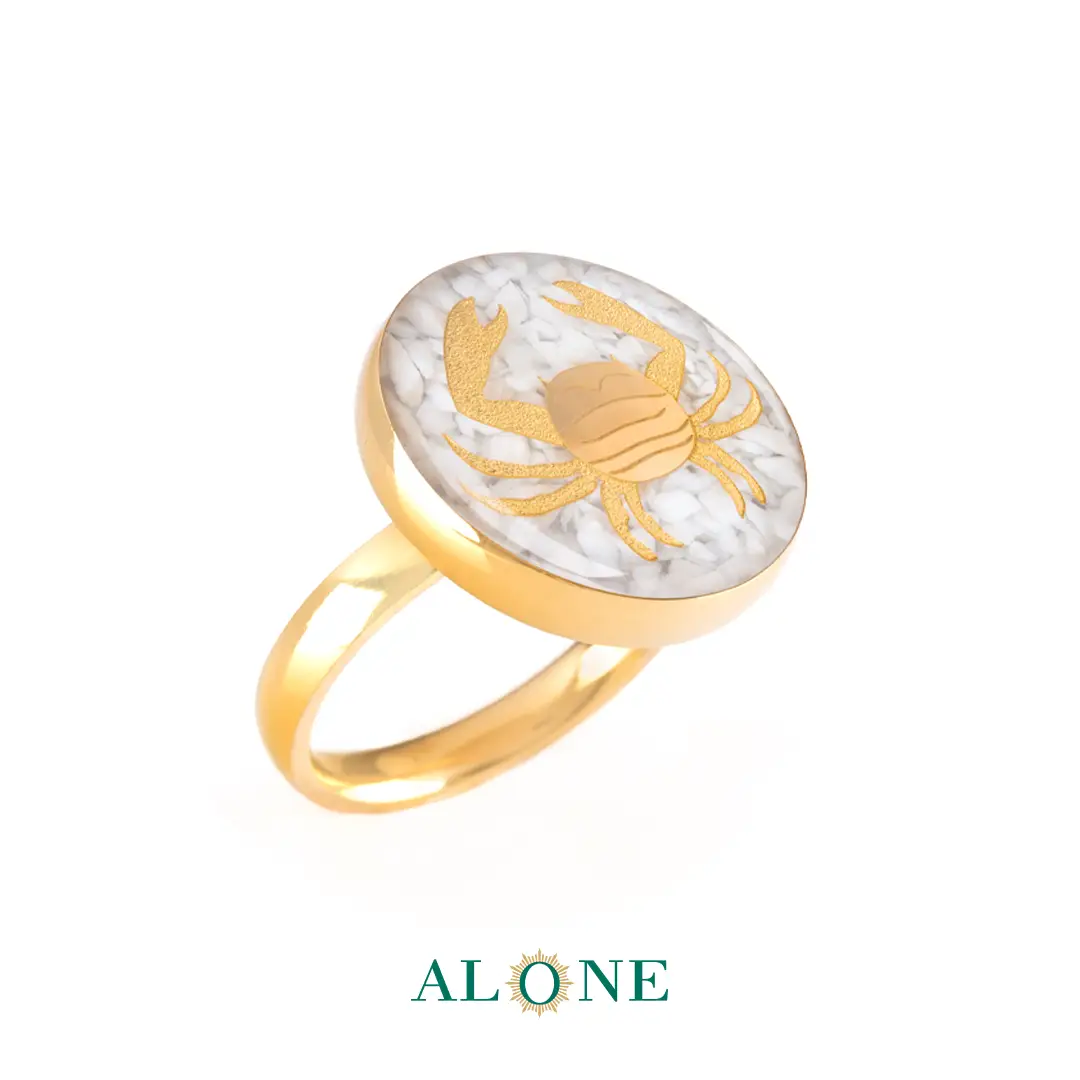 انگشتر گرد صدف تیر