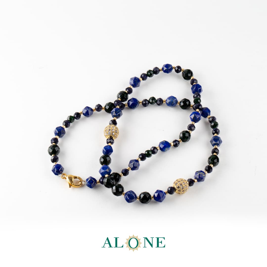 گردنبند میکس لاجورد تراش و دلربا سبز تراش آپامه - Image 2