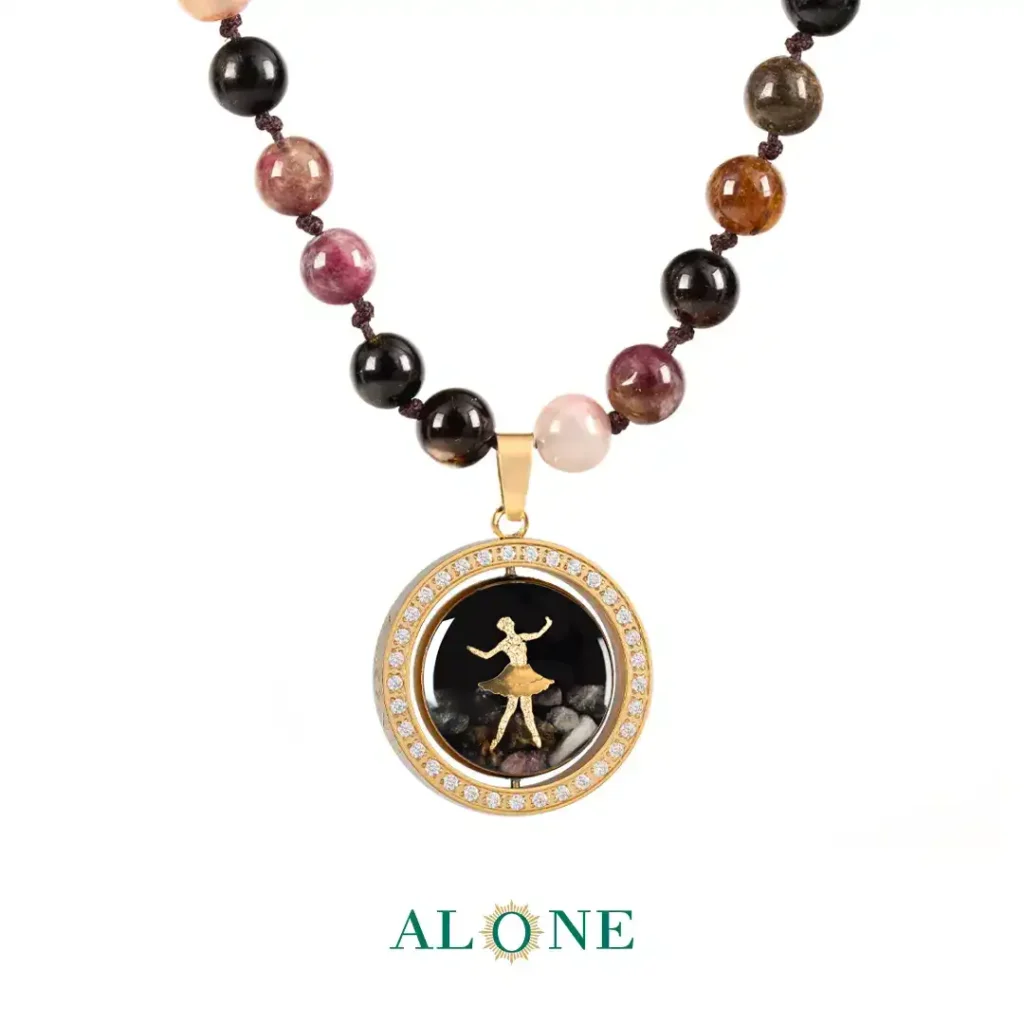 گردنبند دورو تورمالین رقص باله پروانه