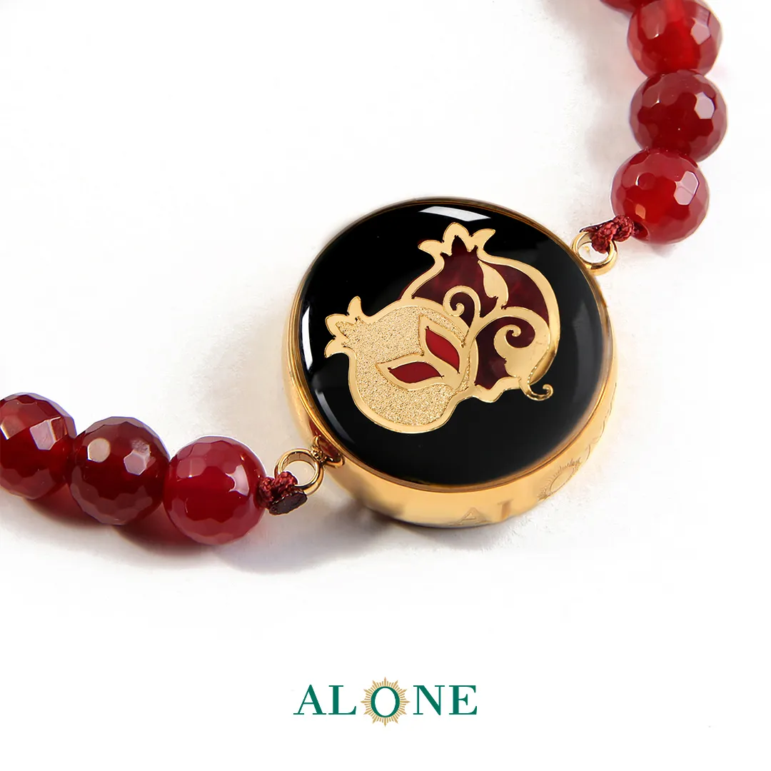 دستبند کوچک بافت عقیق صورتی روشا - Image 2