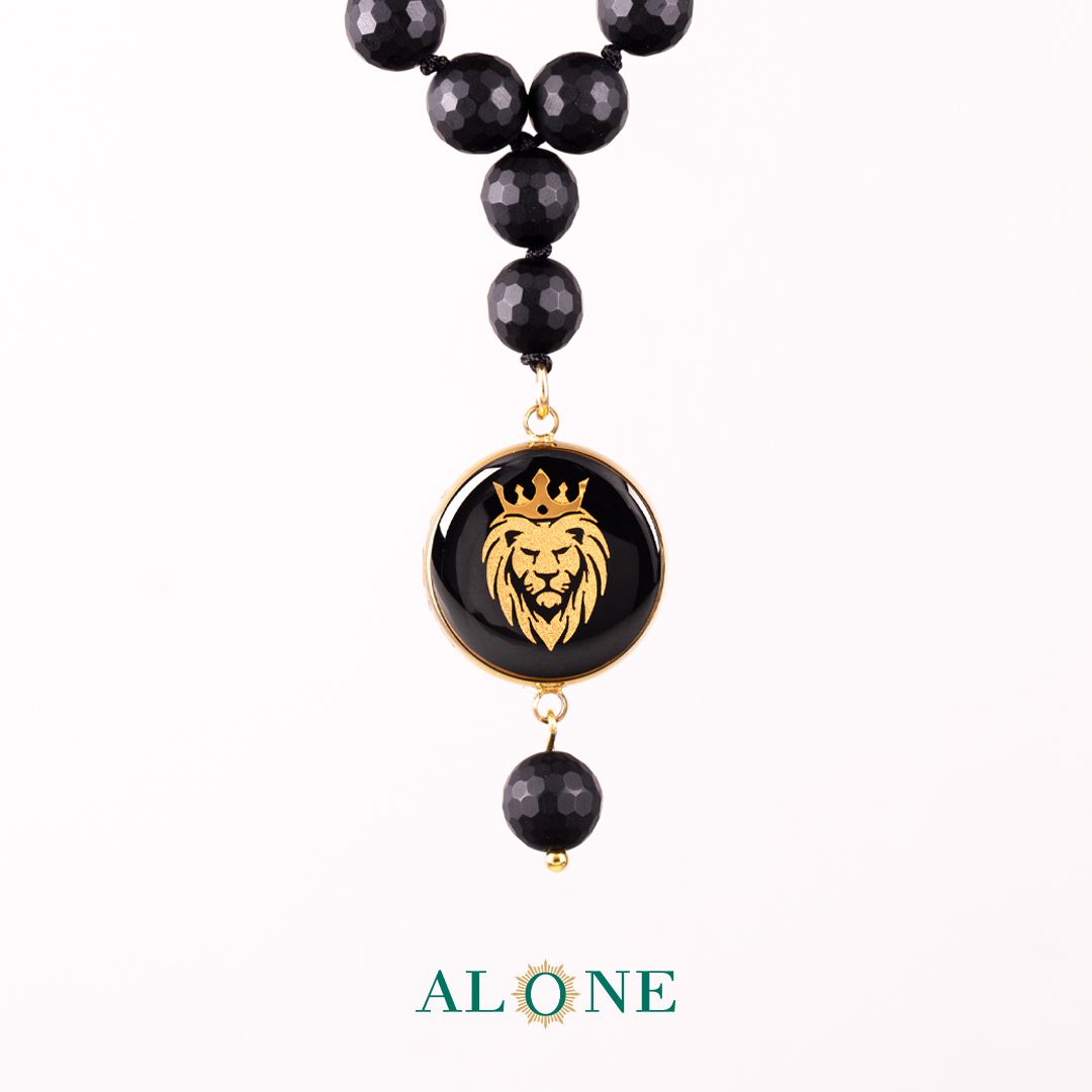 گردنبند بلند 70 انیکس تراش مات قطر 8 با آویز شیر - Image 3