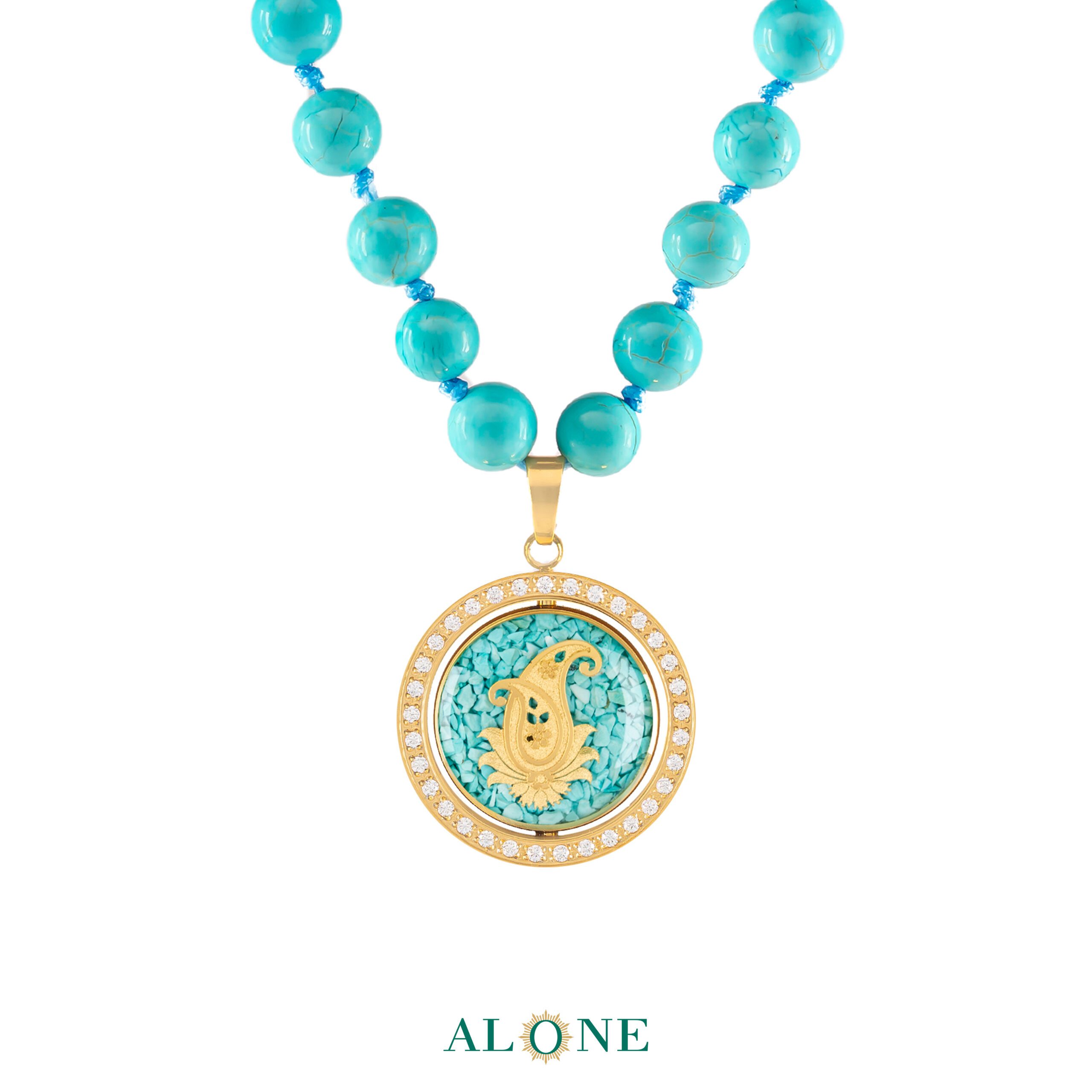 گردنبند دو رو فیروزه شیر و خورشید و بته جقه جدید - Image 2