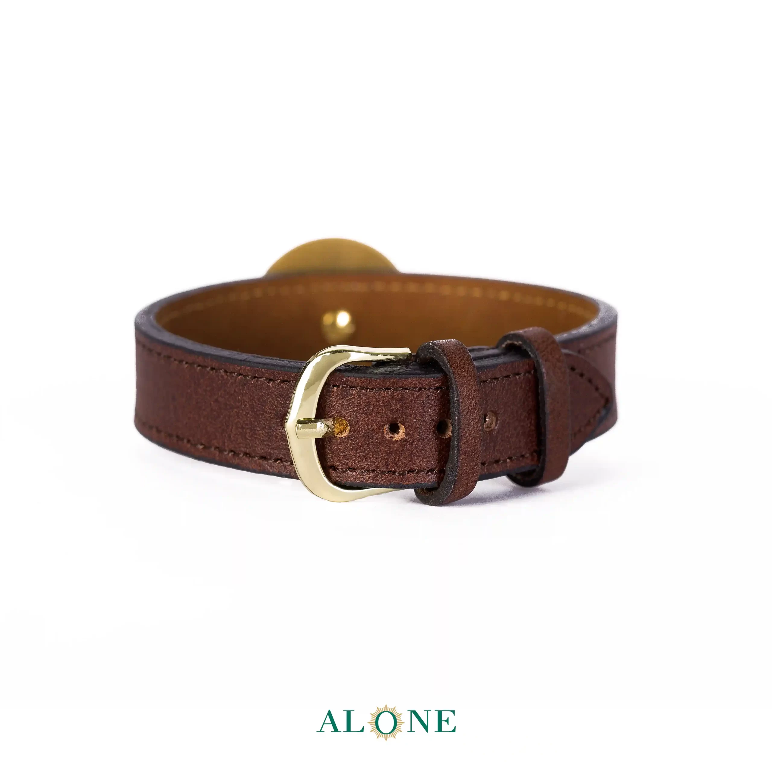 دستبند چرم مردانه قهوه ای تاج - Image 2