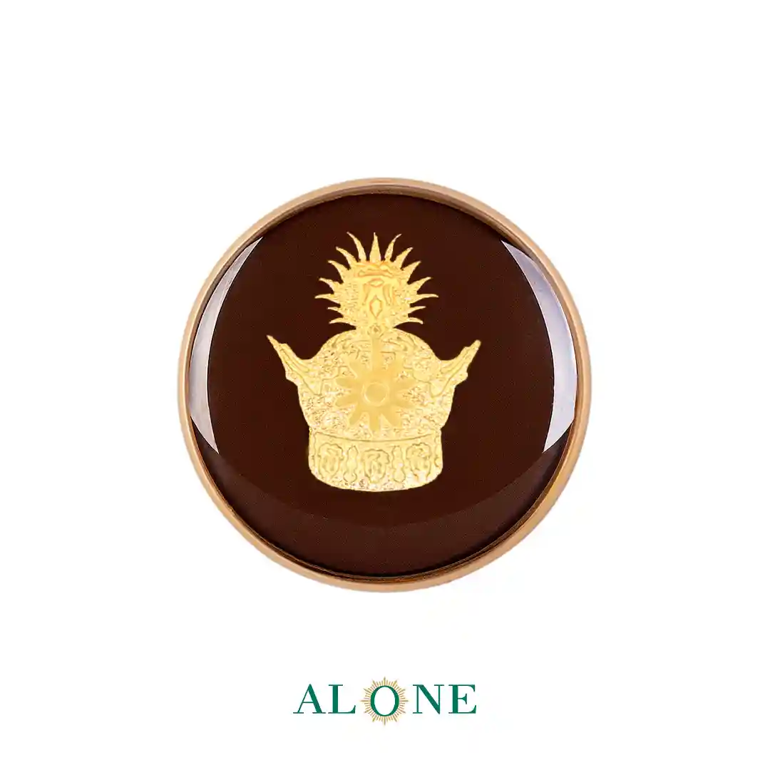 پلاک دستبند چرم زنانه گرد سایز 20 قهوه ای تاج