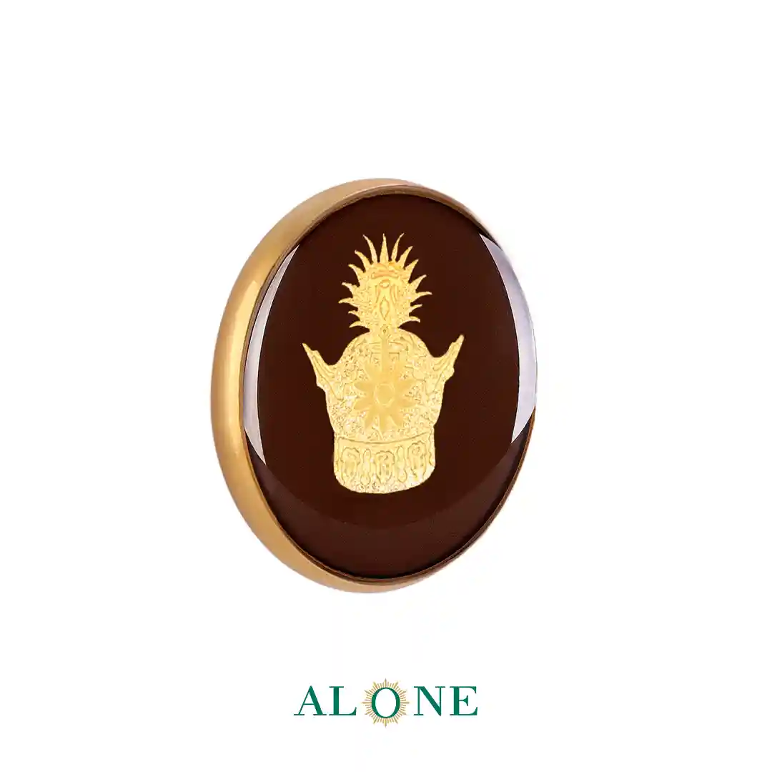 پلاک دستبند چرم زنانه گرد سایز 20 قهوه ای تاج - Image 2