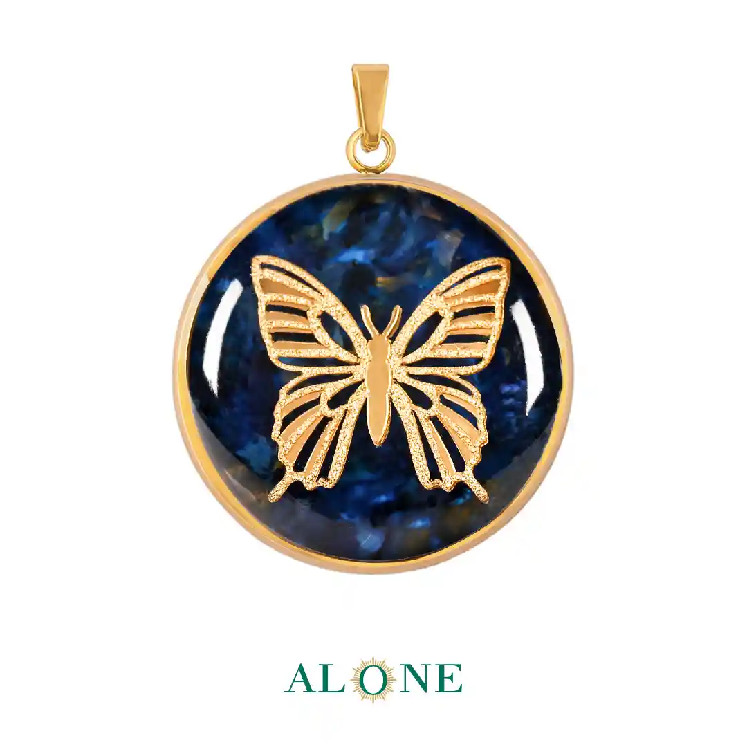 آویز کوچک گرد تایگر سرمه ای پروانه (طرح 2)