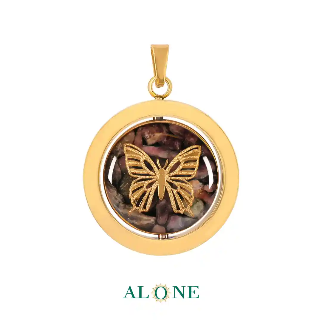 آویز دو رو گرد نگین دار تورمالین رقص باله/پروانه (طرح 2) - Image 2