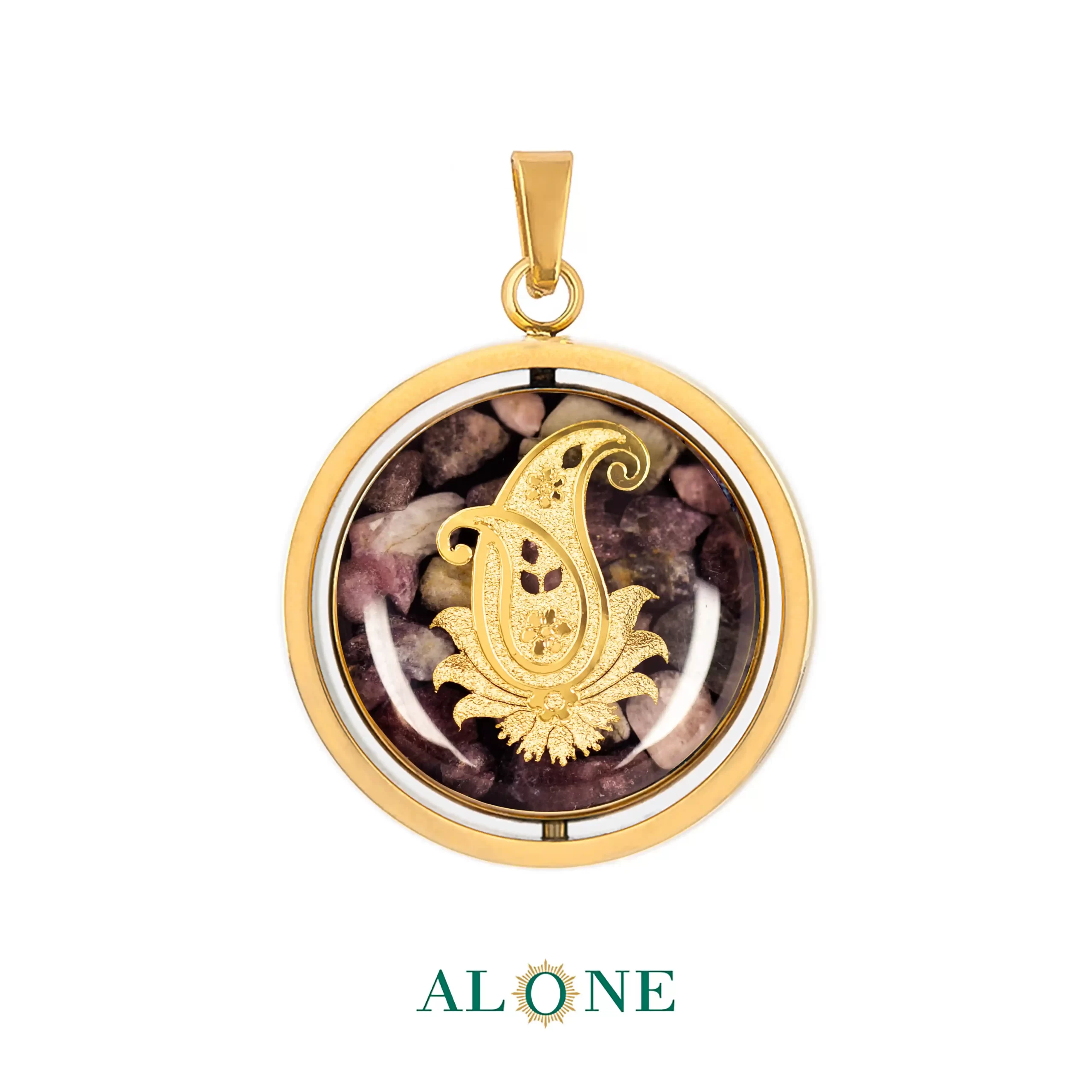 آویز دو رو گرد ساده تورمالین اسفند/بته جقه (جدید) - Image 2