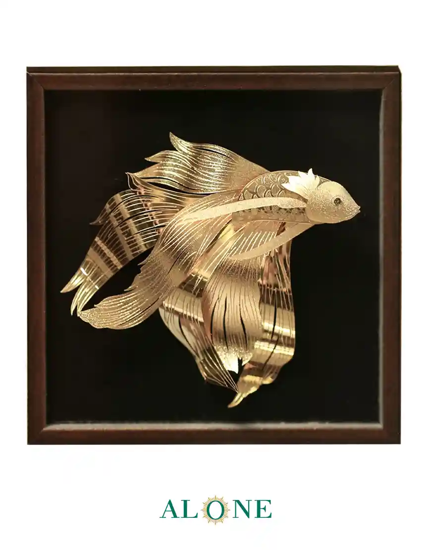 تابلو ماهی فیروزه قهوه ای بدون صدف 21*21 - Image 2