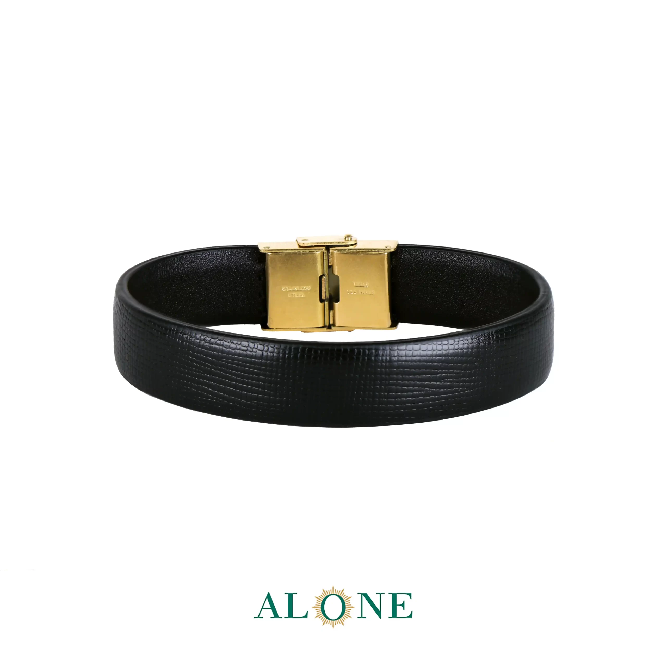 بند مچ چرم 16 میلی مشکی طرح دار(027) با قفل ساعتی