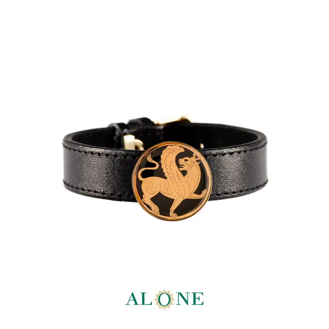 دستبند چرم مردانه شیر بالدار